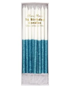 Meri-Meri Glitter Dipped Candles In Blue