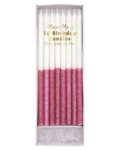 Meri-Meri Glitter Dipped Candles In Dusky Pink