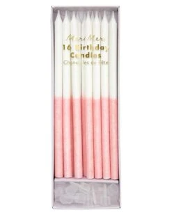 Meri-Meri Glitter Dipped Candles In Pale Pink