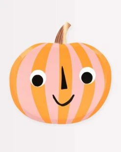 Meri-Meri Pink & Orange Stripy Pumpkin Plates