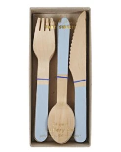 Meri-Meri Wooden Cutlery In Blue