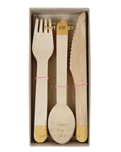 Meri-Meri Wooden Cutlery In Gold