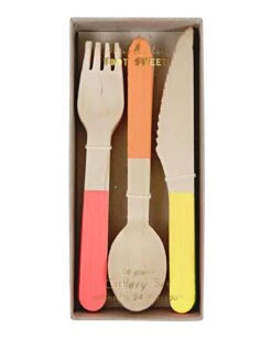 Meri-Meri Wooden Cutlery In Neon