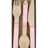 Meri-Meri Wooden Cutlery In Pink