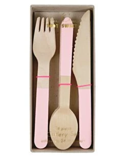 Meri-Meri Wooden Cutlery In Pink