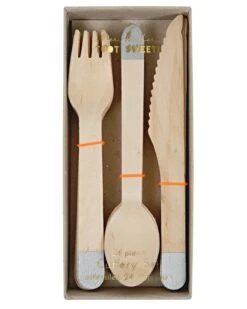 Meri-Meri Wooden Cutlery In Silver