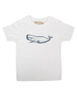 Whale Baby Tee In Natural + Navy