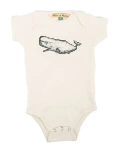 Whale Onesie In Natural + Navy