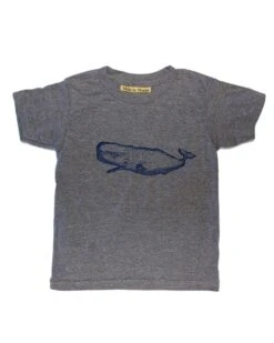 Whale Tee In Grey + Navy