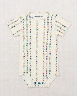Baby Short Sleeve Lap Onesie In String Little Botanica