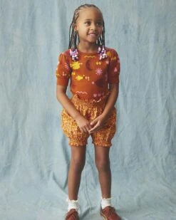 Frankie Top In Gingerbread Daleyden Fête Jacquard -LITTLE Baby Gear little misha puff frankie top in gingerbread daleyden fete jacquard 47134297719076