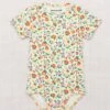 Short Sleeve Lap Onesie In String + Hazy Lilac Brimfield