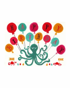 Eight Balloons Card In Green