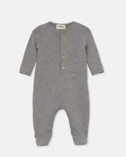 Glen Soft Knit Newborn Jumpsuit In Grey