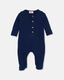 Glen Soft Knit Newborn Jumpsuit In Navy