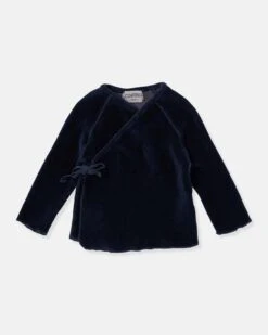 Luan Velour Corduroy Newborn Top In Navy