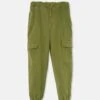 Luca Brushed Twill Cargo Pants In Green -LITTLE Baby Gear little my little cozmo luca brushed twill cargo pants in green 49271263232292