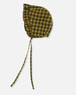 Olivia Gingham Baby Bonnet In Green