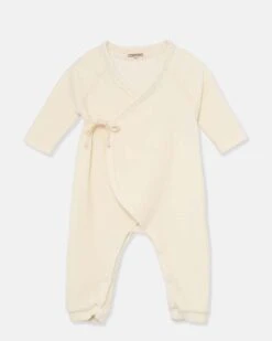 Rene Velour Corduroy Newborn Jumpsuit In Ivory