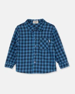 Samuel Gingham Baby Shirt In Blue