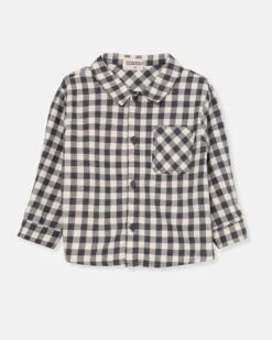 Samuel Gingham Baby Shirt In Ivory