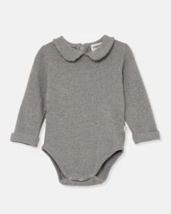 Ter Soft Knit Baby Bodysuit In Grey