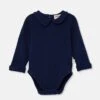 Ter Soft Knit Baby Bodysuit In Navy