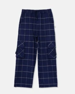 Tobias Plaid Flannel Pants In Navy