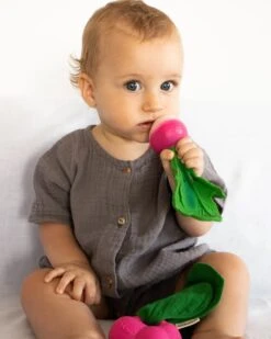 Ramona The Radish Mini Doudou Teether -LITTLE Baby Gear little oli carol ramona the radish mini doudou teether 40586676371748