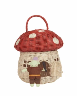 Rattan Mushroom Basket In Red -LITTLE Baby Gear little olli ella rattan mushroom basket in red 29753114853418