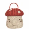 Rattan Mushroom Basket In Red