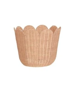 Rattan Tulip Basket In Seashell Pink
