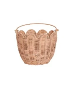 Rattan Tulip Carry Basket In Seashell Pink -LITTLE Baby Gear little olli ella rattan tulip carry basket in seashell pink 46641208557860