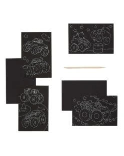 Ooly Mini Scratch & Scribble Art Kit: Monster Trucks -LITTLE Baby Gear little ooly mini scratch scribble art kit monster trucks 42525368877348