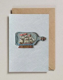 Ship In A Bottle Love Iron On Patch Card