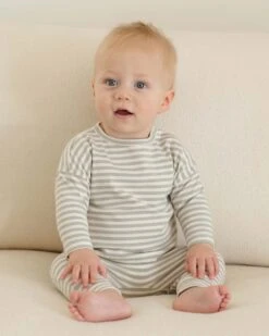 Long Sleeve Tee In Sage Stripe -LITTLE Baby Gear little quincy mae long sleeve tee in sage stripe 1155571736