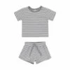 Pocket Tee + Short Set In Blue Stripe
