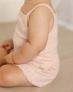 Pointelle Tank + Shortie Set In Melon -LITTLE Baby Gear little quincy mae pointelle tank shortie set in melon 1155571452