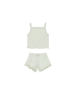 Pointelle Tank + Shortie Set In Mint