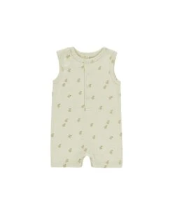 Ribbed Henley Romper In Apples