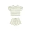 Waffle Tee + Short Set In Mint Stripe