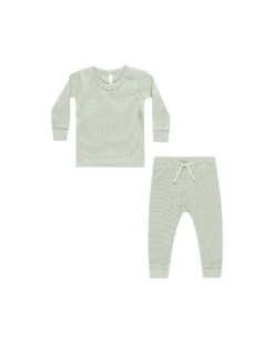 Waffle Top + Pant Set In Mint