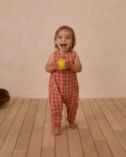 Button Jumpsuit In Poppy Check