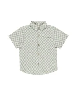 Collared Short Sleeve Shirt In Sage Check