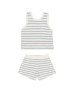 Crochet Tank Set In Blue Stripe
