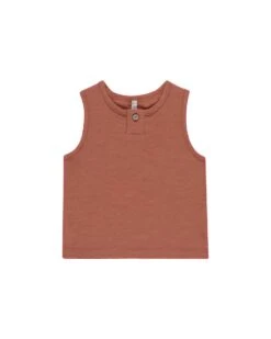 Jersey Button Tank In Poppy