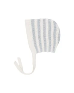 Knit Bonnet In Light Blue Stripe
