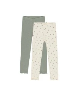 Ribbed Legging Set In Polka Dot + Eucalyptus