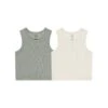 Ribbed Tank Set In Natural + Eucalyptus