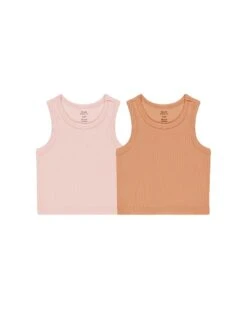 Ribbed Tank Set In Pink + Grapefruit